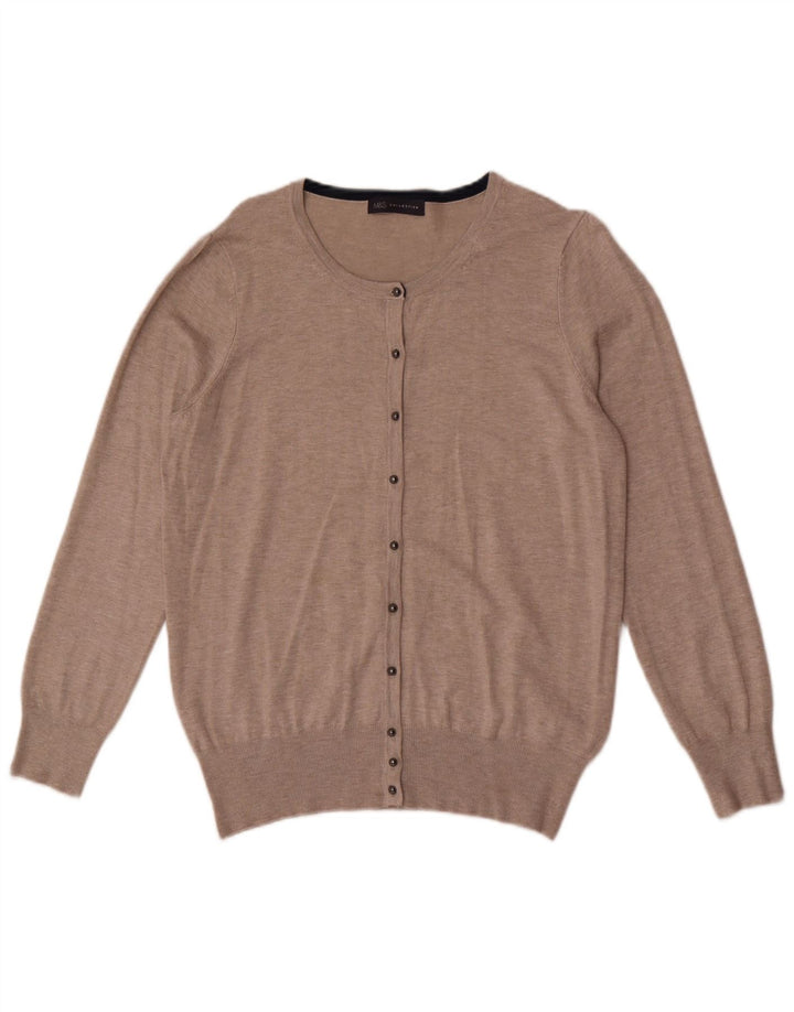 Marks & Spencer Pull Cardigan Femme UK 16 Large Beige Viscose