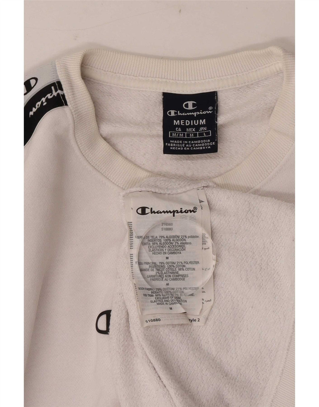 Champion Sweat-shirt graphique pour homme en coton color block blanc moyen