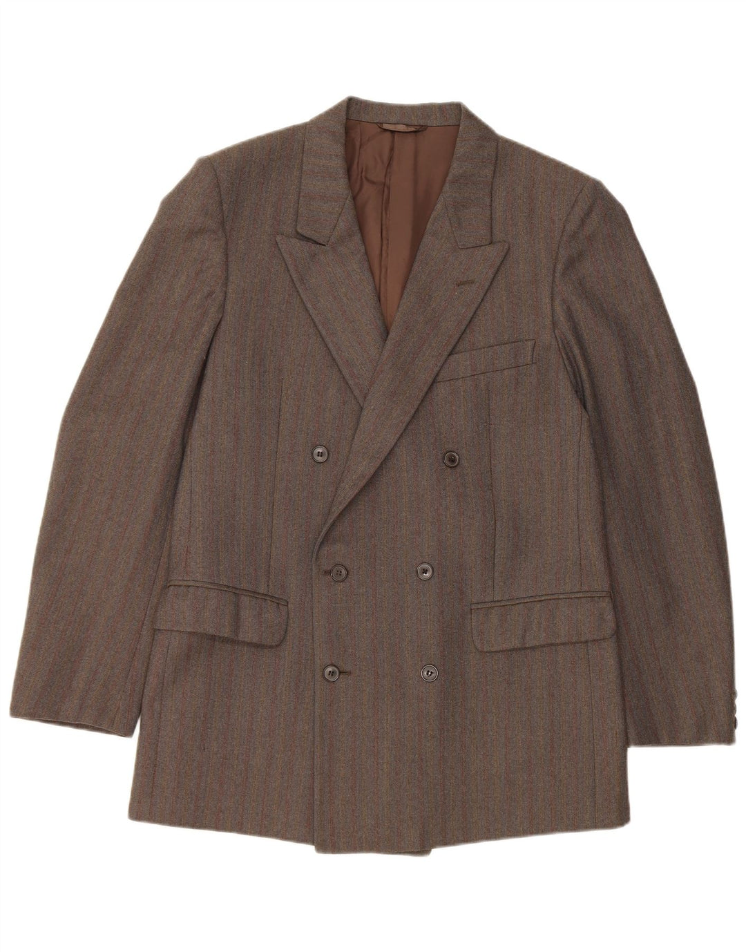 vintage Mens Double Breasted Blazer Veste IT 50 Grande Rayure Grise
