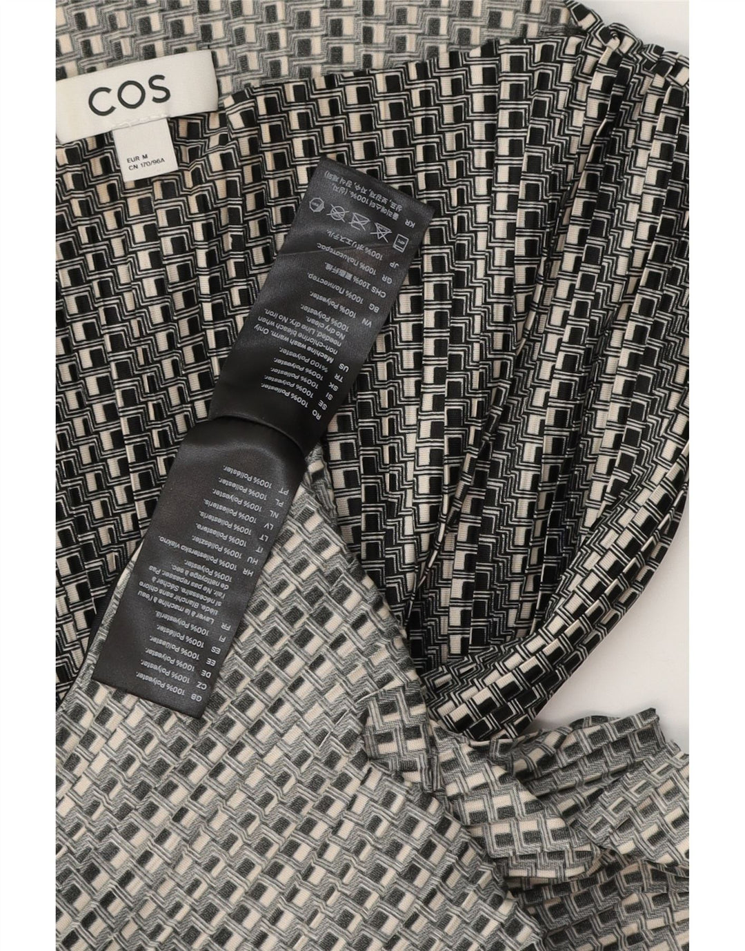 Cos Chemisier sans manches pour femme UK 44 Polyester géométrique noir moyen