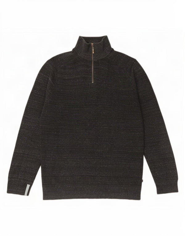 White Stuff Pull Col Zippé Homme XL Gris Moucheté Coton