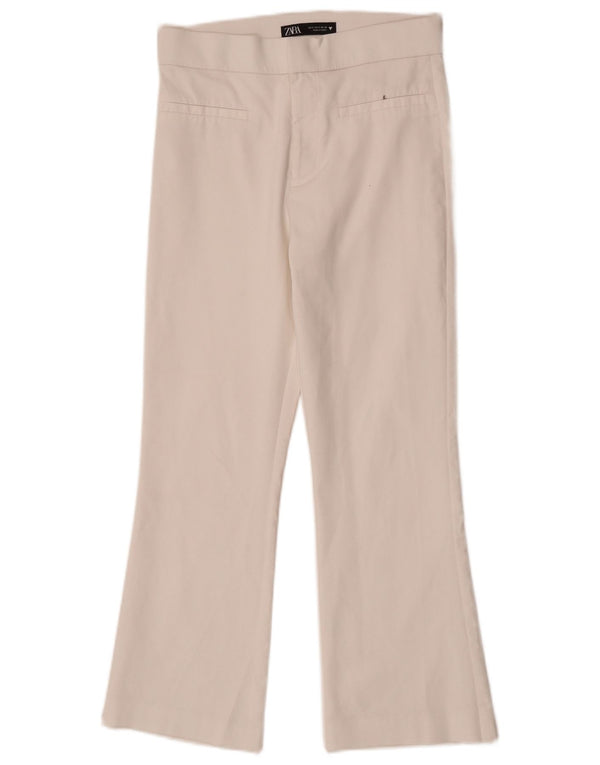 Zara Pantalon court évasé pour femme Petit W26 L24 Coton blanc