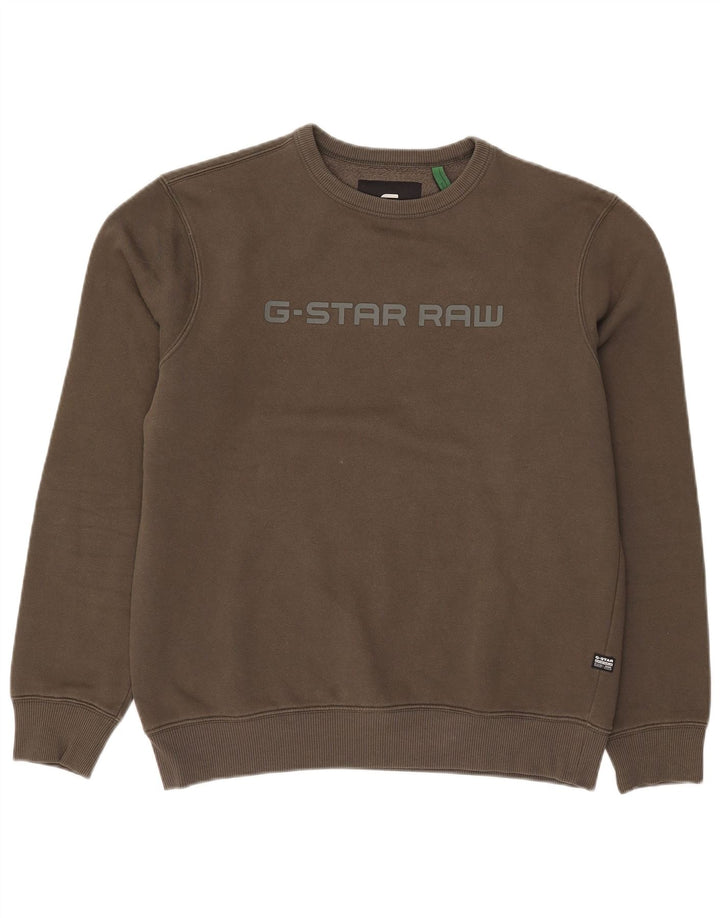 G-Star Sweat-shirt graphique en coton kaki moyen pour homme