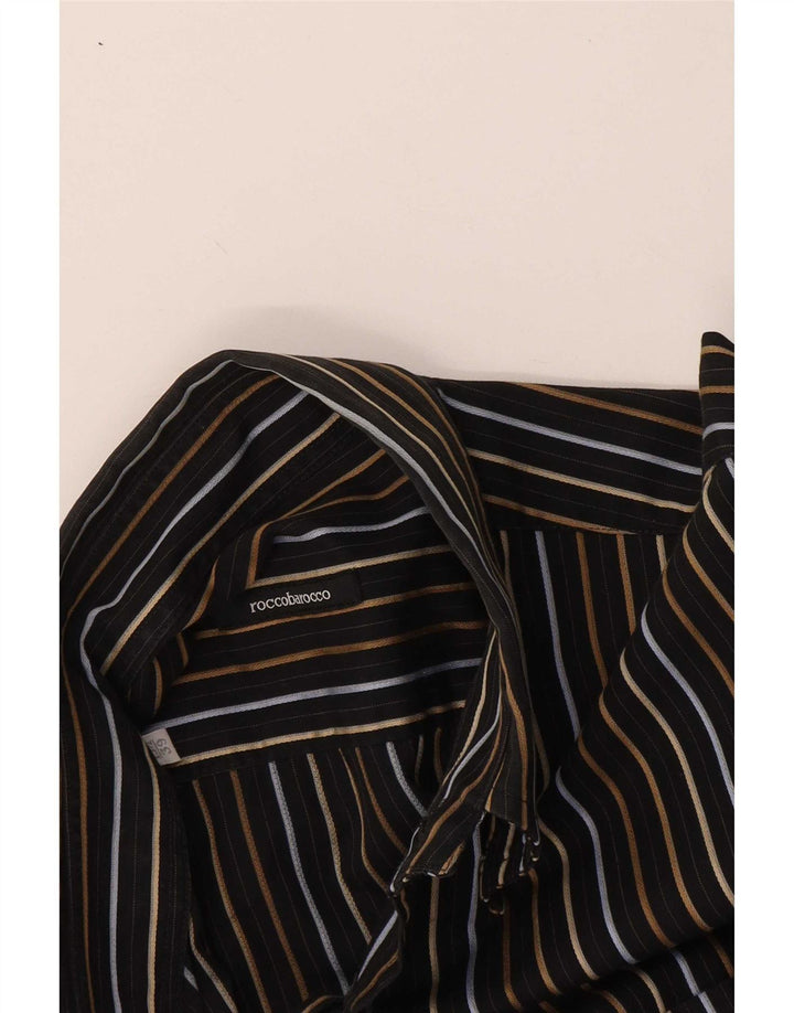 Roccobarocco Chemise Homme Taille 39 Moyen Noir Rayé