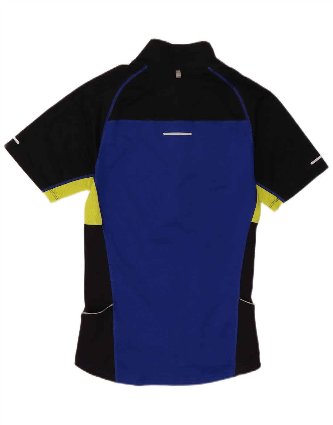Nike Hommes Dri Fit Zip Neck T-Shirt Haut Petit Bleu Colorblock Polyester