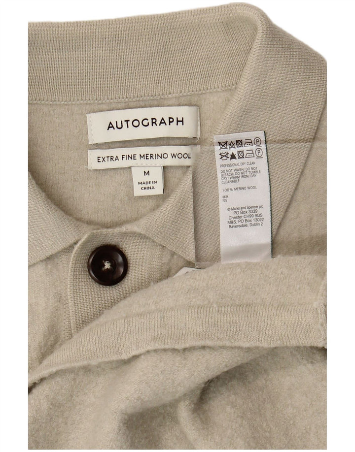 Marks & Spencer Pull Cardigan Autograph Homme Laine Mérinos Beige Moyen