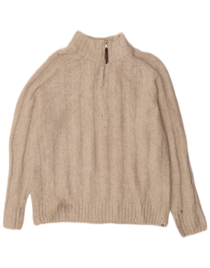 Marks & Spencer Pull Col Zippé Homme Blanc Cassé Moyen Acrylique