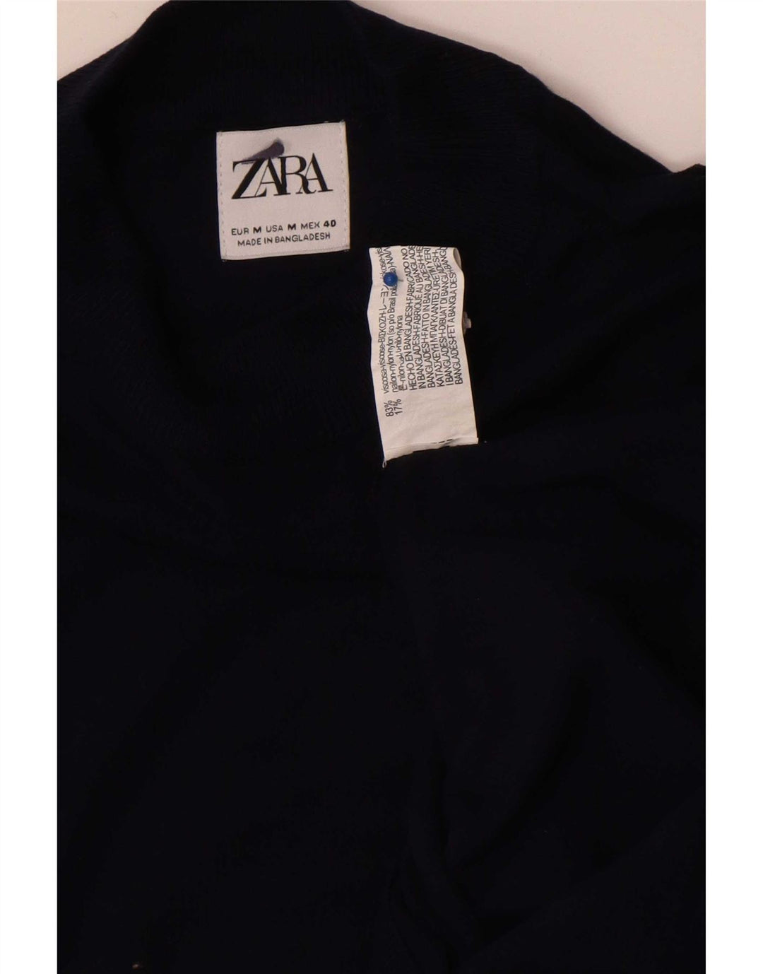 Zara Pull Col Rond Homme Bleu Marine Moyen Viscose