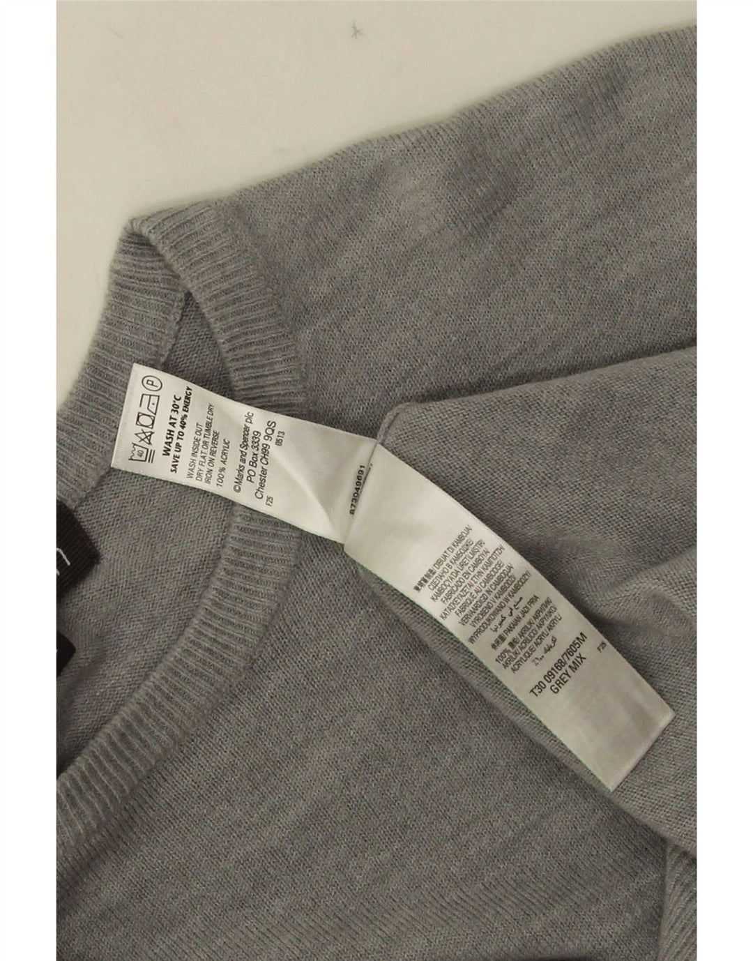 Marks & Spencer Pull à col rond pour homme, grand, gris, acrylique