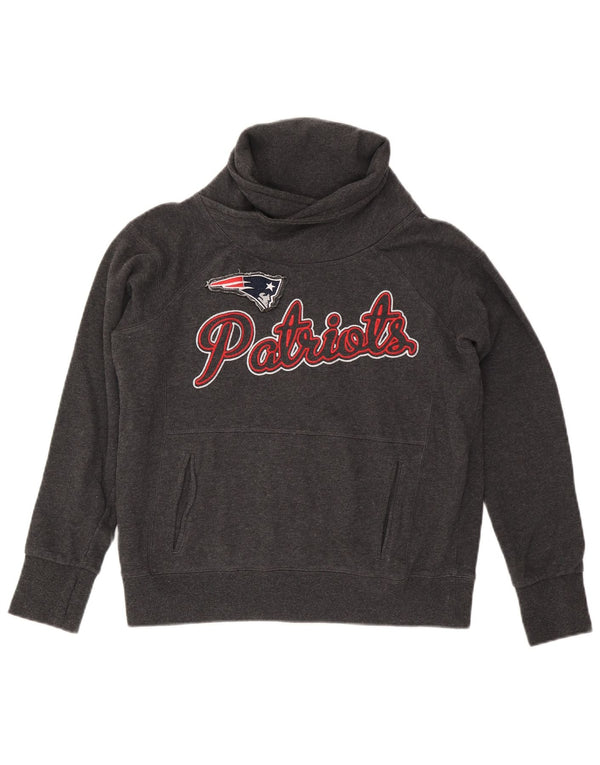 NFL Femmes New England Patriots Graphic Sweatshirt Jumper UK 14 Gris Moyen