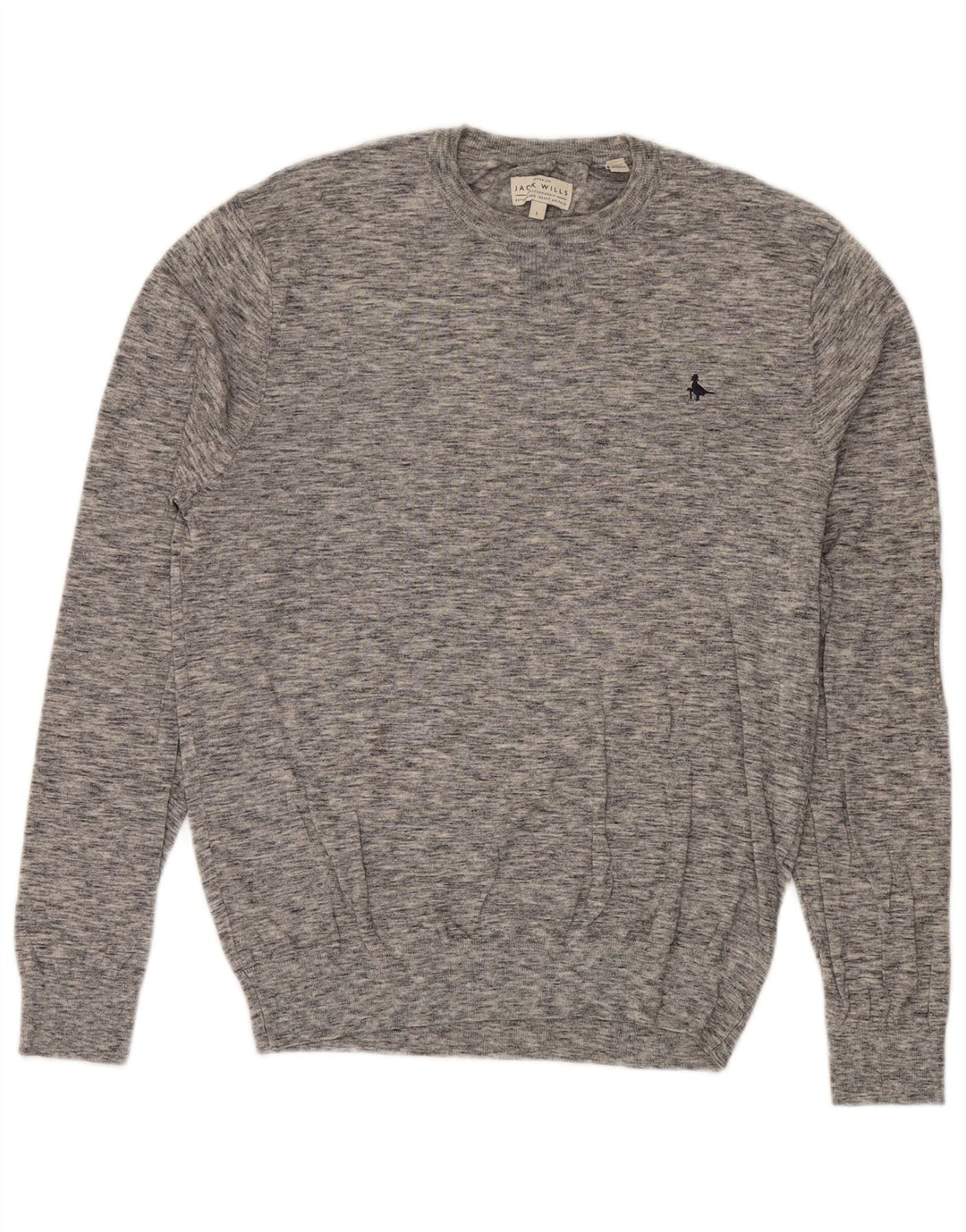 Jack Wills Pull à col rond pour homme en coton moucheté gris Taille L