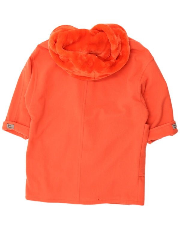 vintage Femme Manteau à capuche UK 18 XL Orange Polyacrylique