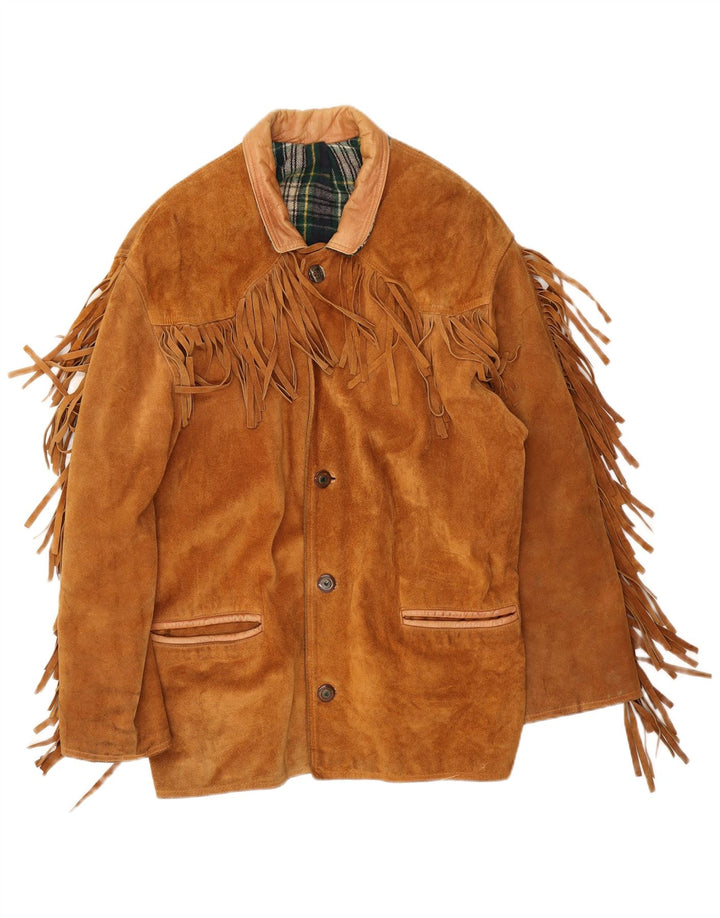 veste en daim homme vintage UK 40 Grand Brun