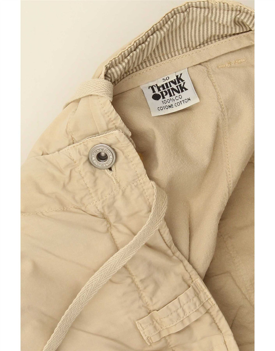 Think Pink Short Cargo Homme IT 50 Large W34 Coton Beige
