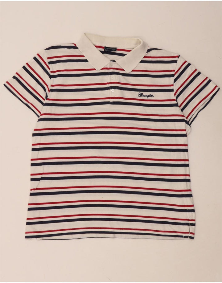 WRANGLER Polo Homme 2XL Blanc Rayé Coton