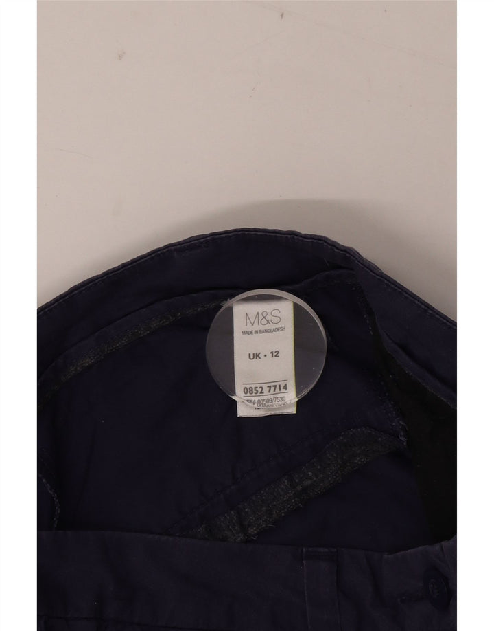 MARKS & SPENCER Short Chino Femme UK 12 Moyen W30 Bleu Marine Coton