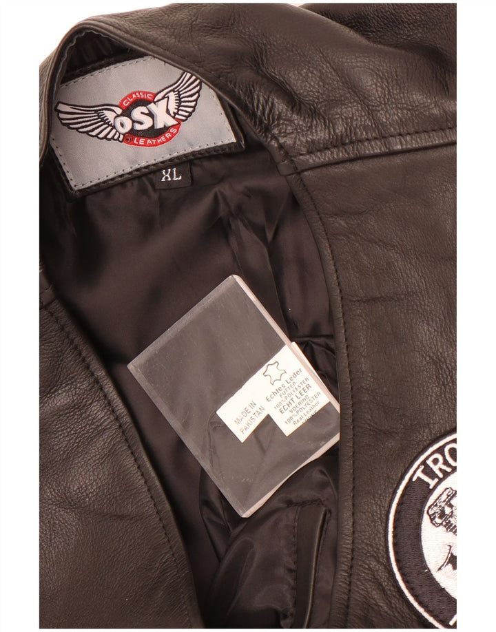 gilet en cuir homme vintage XL cuir noir