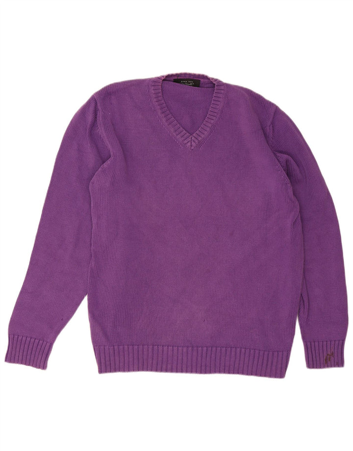 Zara Pull col V pour homme Violet Taille L