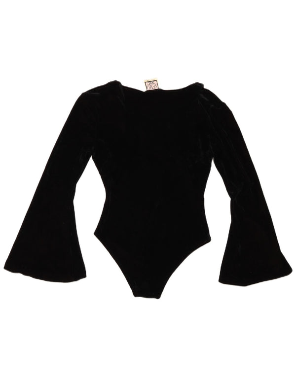 VINTAGE Womens Velvet Body UK 8 Petit Acrylique Noir