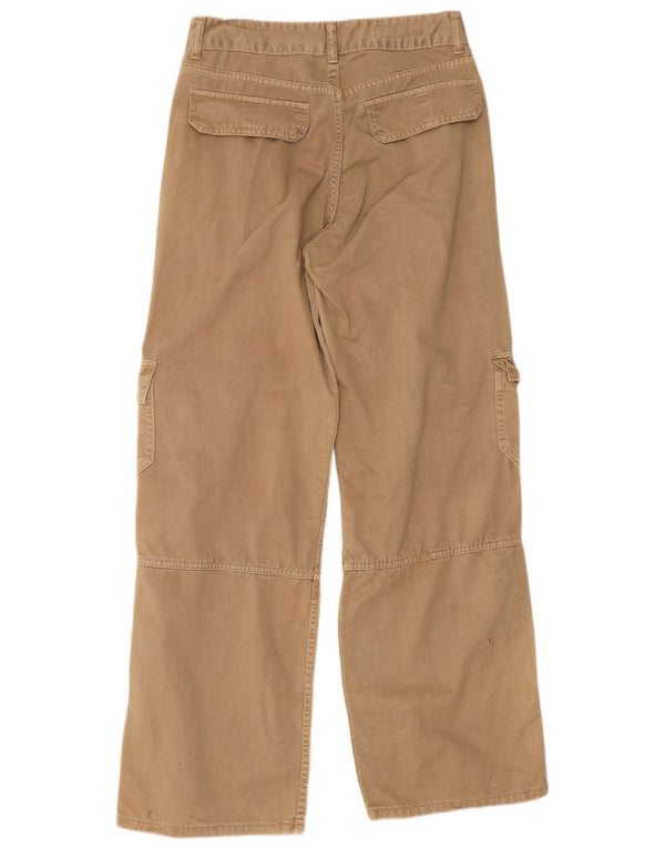Zara Pantalon cargo coupe ample pour femme EU 36 XS W26 L30 Coton beige