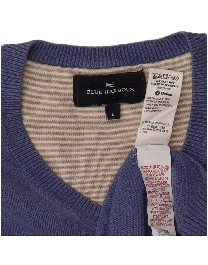 Marks & Spencer Pull à col en V Blue Harbour pour hommes, grand coton bleu