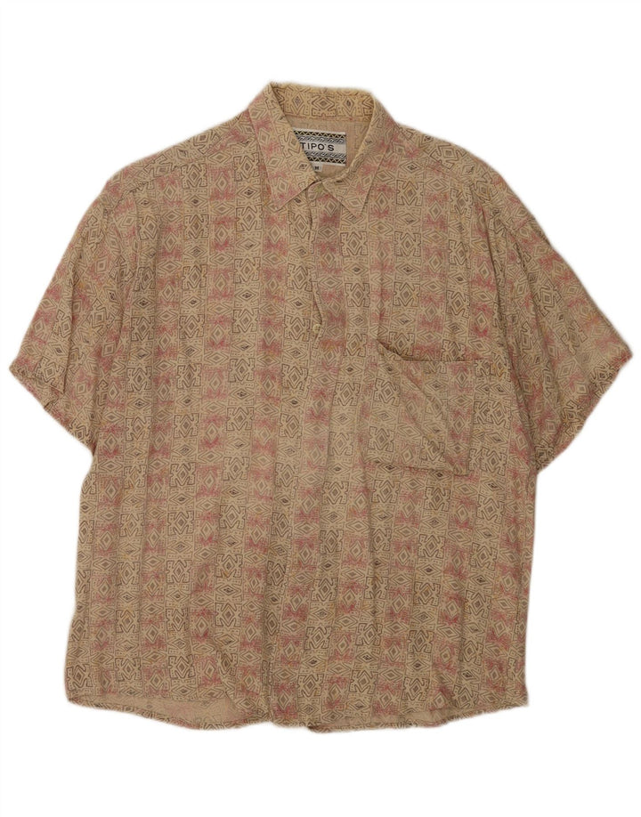Tipo' S Chemise à Manches Courtes Homme Rayonne Géométrique Beige Moyen