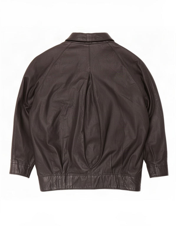 Angelo Muroni Veste en cuir surdimensionnée pour femme EU 36 Petit Noir