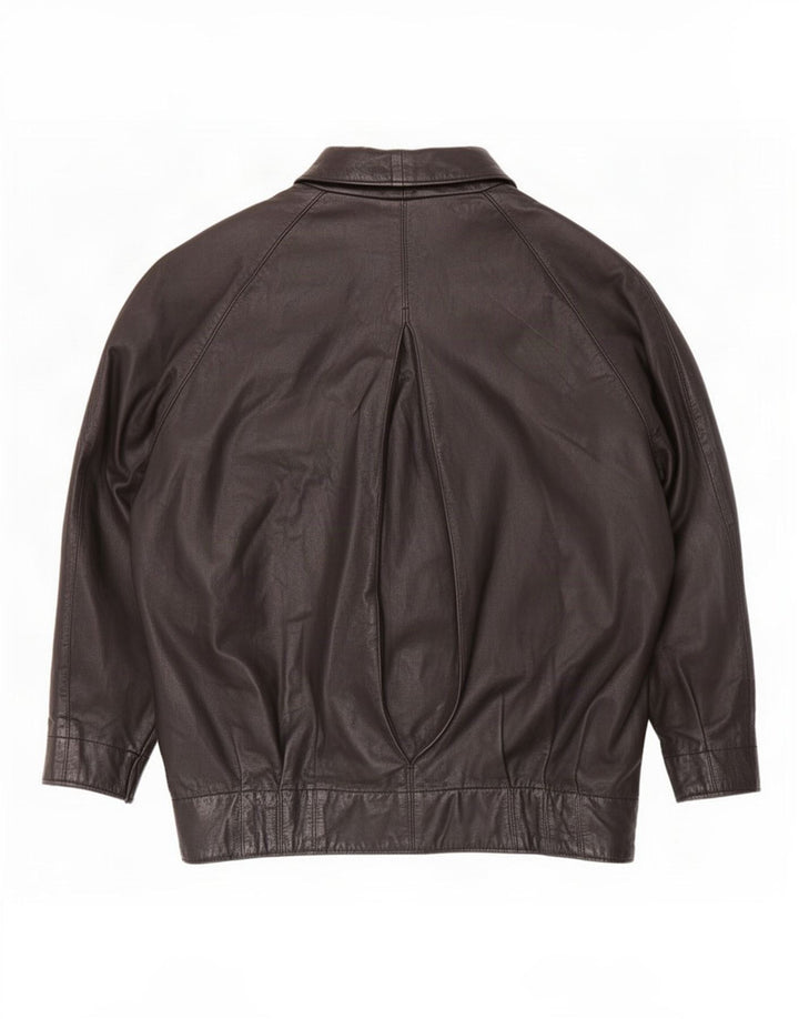 Angelo Muroni Veste en cuir surdimensionnée pour femme EU 36 Petit Noir