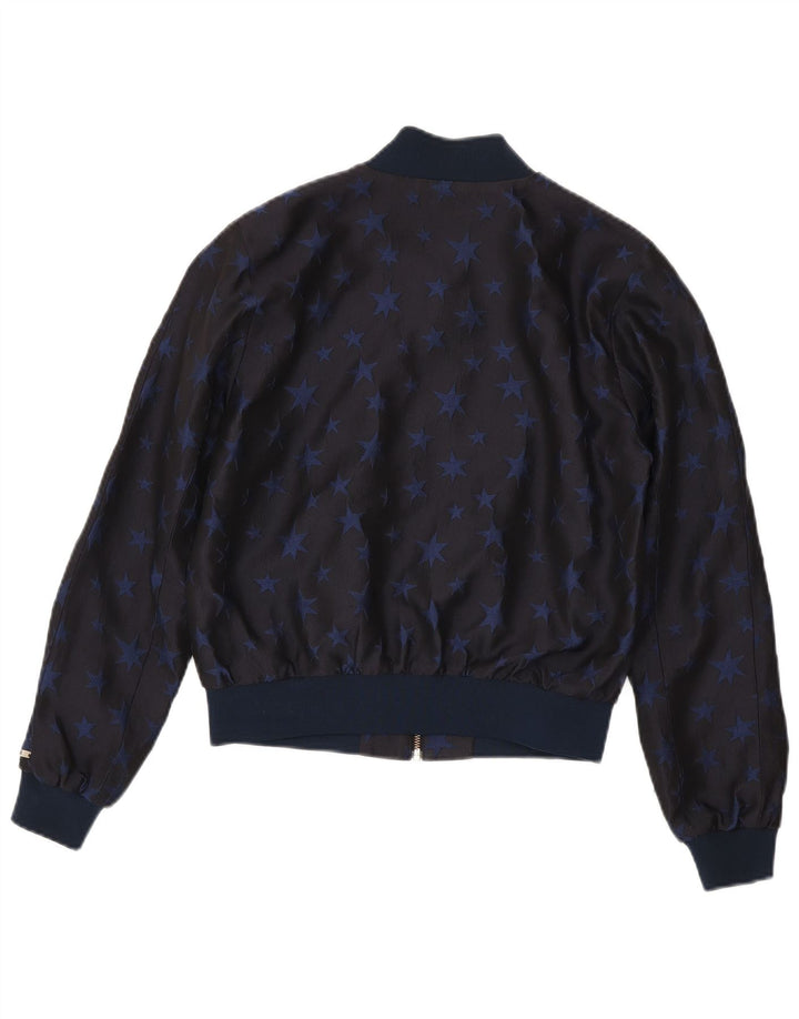 Tommy Hilfiger Veste Bomber Femme US 6 Moyen Bleu Marine Géométrique