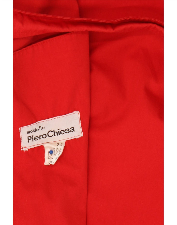 VINTAGE Trench Femme UK 14 Polyester Rouge Moyen