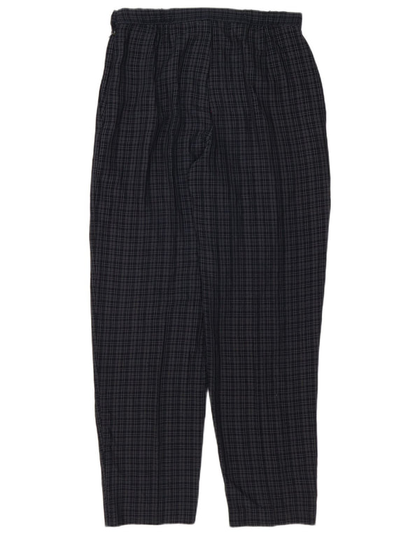 Marks & Spencer Pantalon décontracté pour femme UK 12 Medium W30 L29 Bleu marine à carreaux