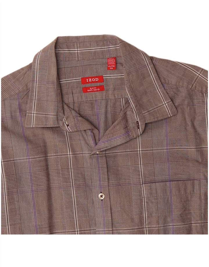 IZOD Chemise cintrée pour homme 2XL en coton à carreaux gris