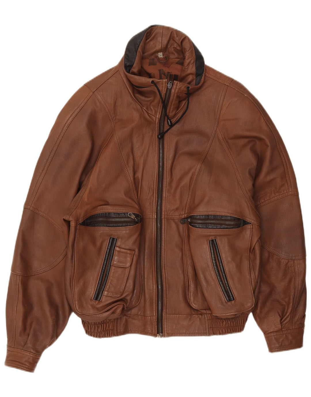 veste en cuir homme vintage IT 50 Grand cuir marron