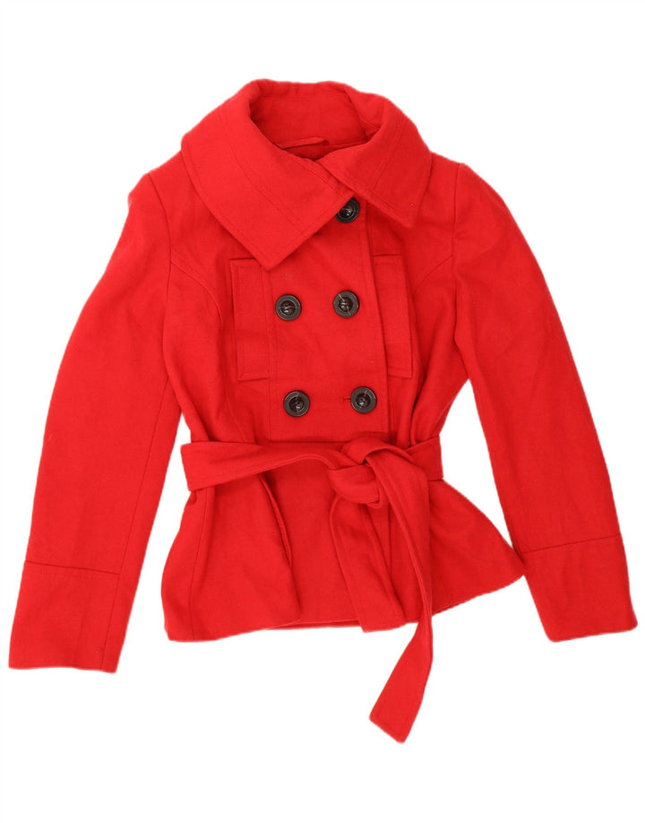 Zara Womens Caban court UK 16 Grande laine rouge