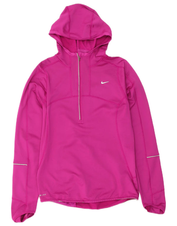 Nike Dri Fit Haut de survêtement à capuche avec col zippé pour femme Rose 10 Petit