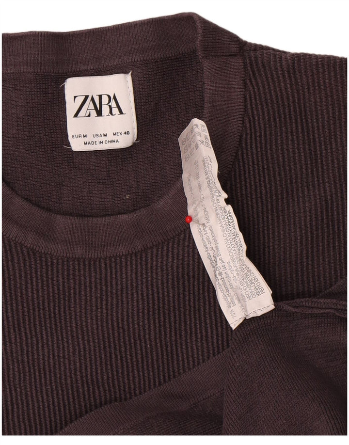 Zara Homme T-Shirt Top Gris Moyen Coton