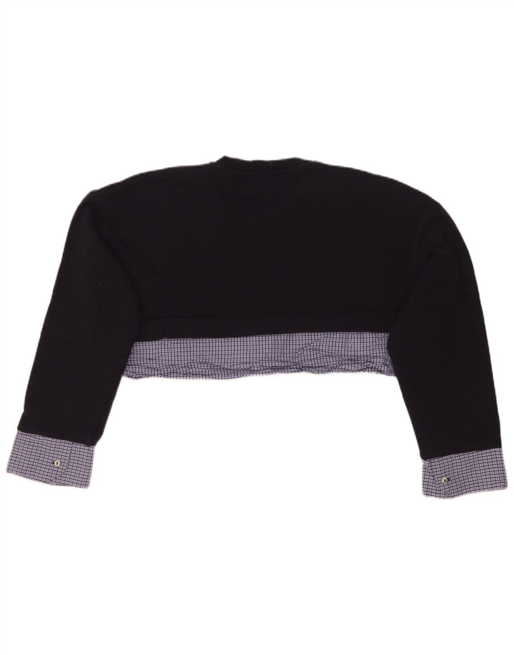 Zara Sweat-shirt court surdimensionné pour femme UK 10 Petit carreaux bleu marine