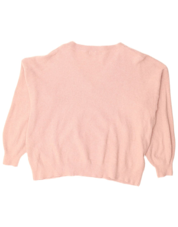 MARKS & SPENCER Pull col V pour femme UK 18 XL Viscose Rose