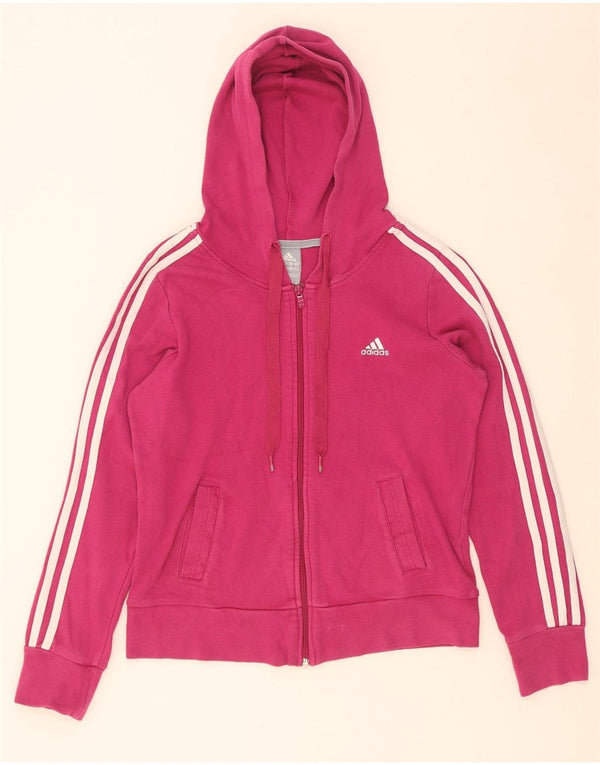 Adidas Pull à capuche zippé pour femme UK 12 Coton rose moyen