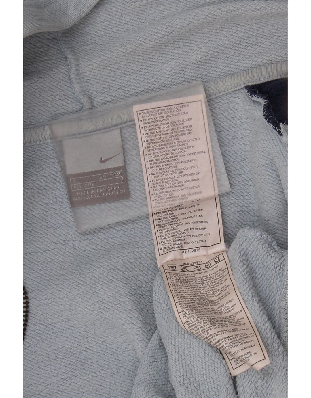 Nike Pull à capuche zippé graphique pour garçon 13-14 ans XL Bleu Colorblock Coton