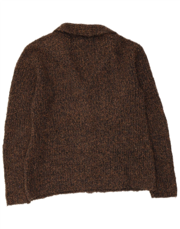 MARKS & SPENCER Pull Cardigan Femme UK 10 Petit Marron Moucheté