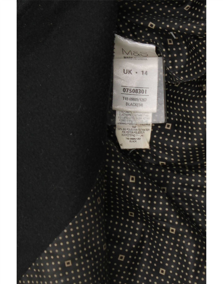 Marks & Spencer Manteau croisé pour femme UK 14 Medium Noir Polyester