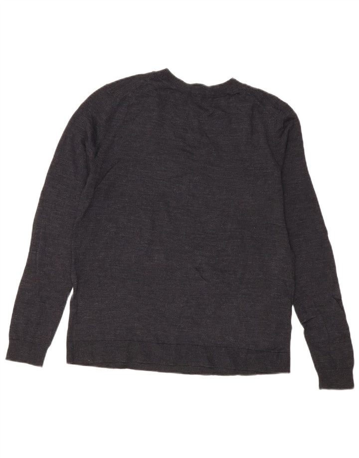 Zara Pull col V pour femme UK 10 Petite laine bleu marine