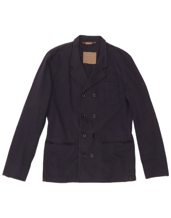 Zara Veste Blazer Double Boutonnage Homme UK 38 Bleu Marine Moyen Coton