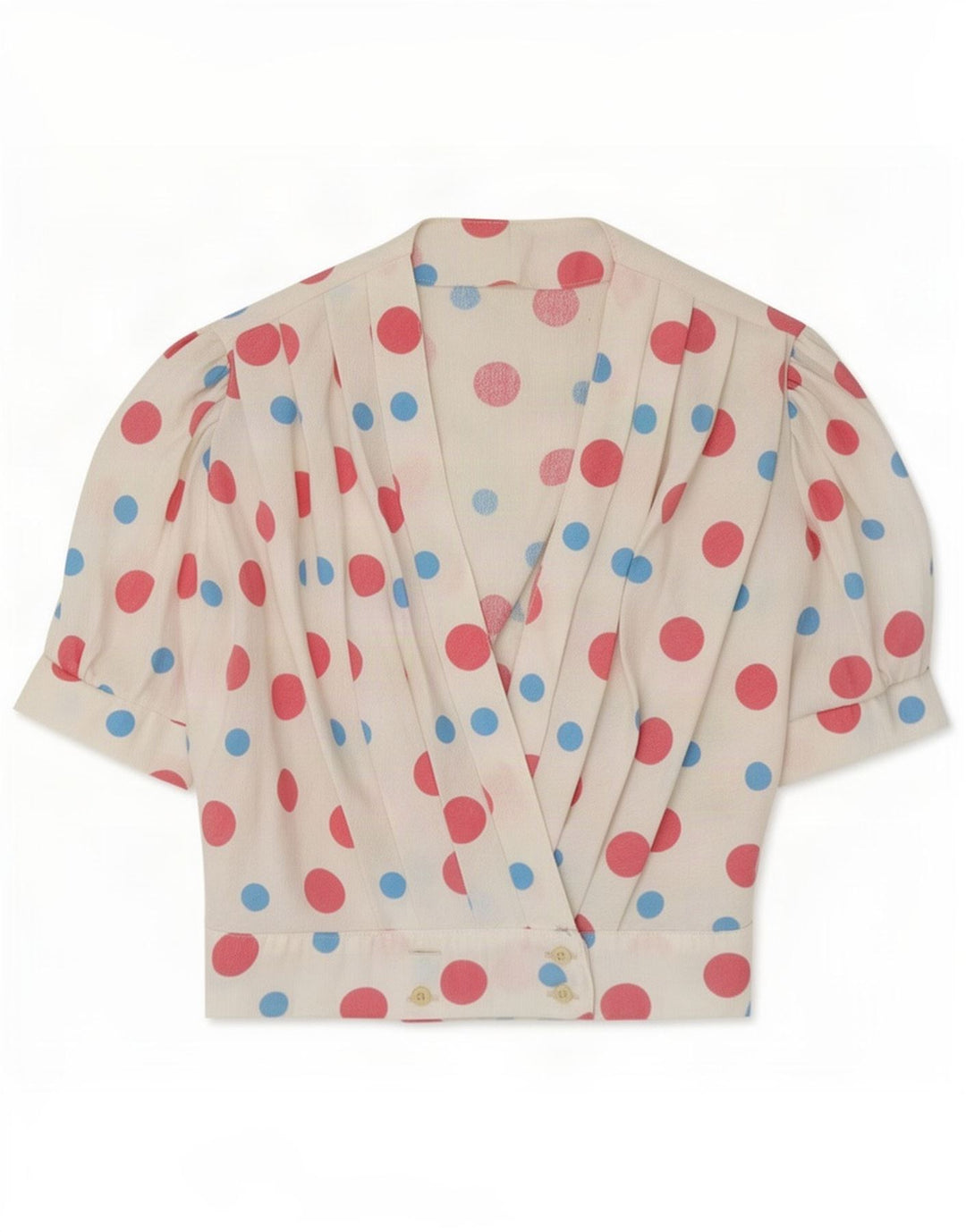 Vintage Womens Blouse Top UK 10 Small White Spotted