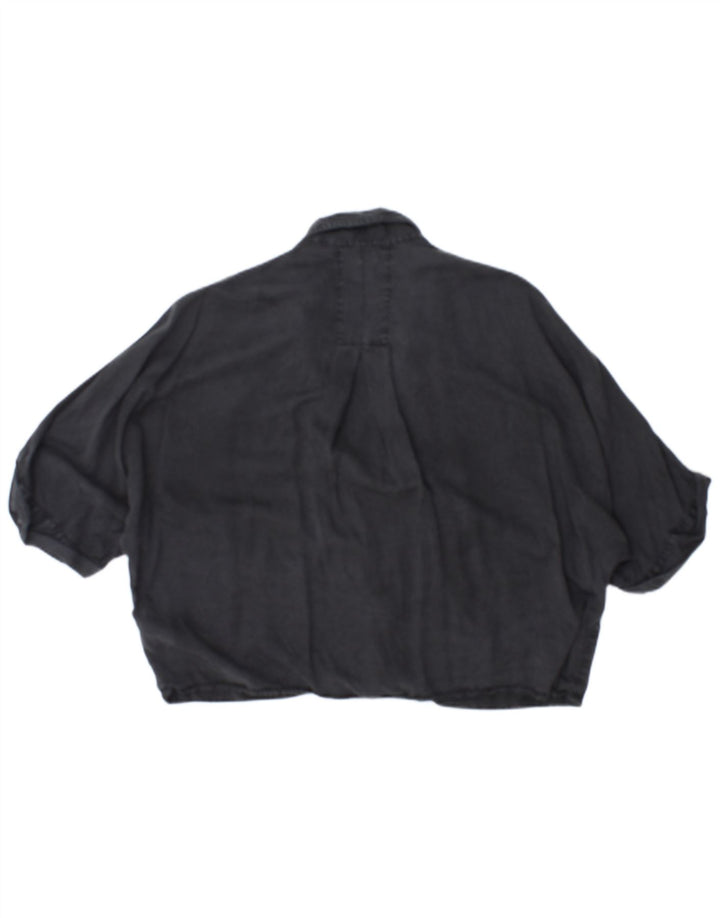 ZARA Chemisier surdimensionné à manches courtes pour femme UK 10 Small Noir