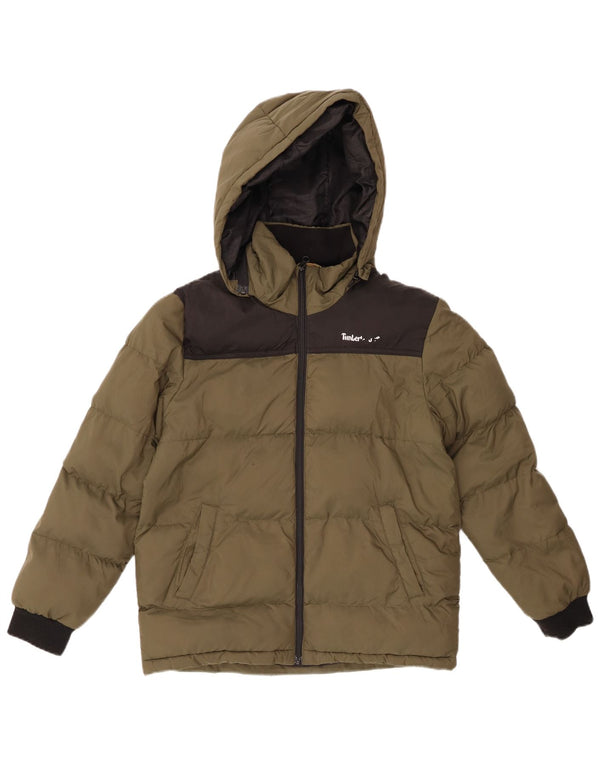 TIMBERLAND Veste matelassée à capuche pour garçon 11-12 ans XS Kaki Colourblock