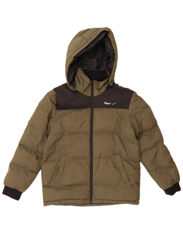 TIMBERLAND Veste matelassée à capuche pour garçon 11-12 ans XS Kaki Colourblock
