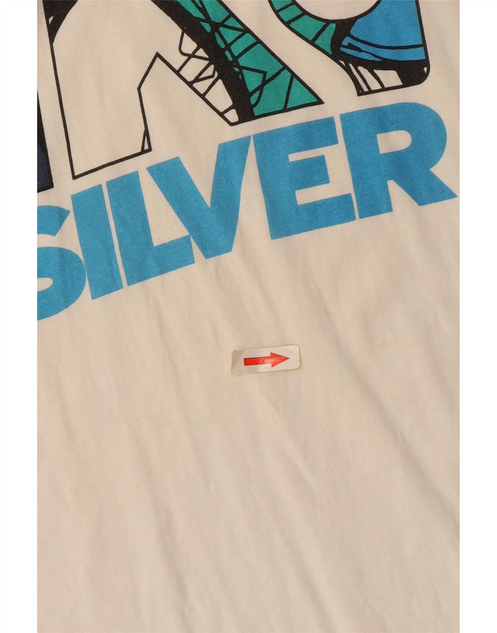 Quiksilver T-Shirt Graphique Homme Blanc Cassé Moyen Coton