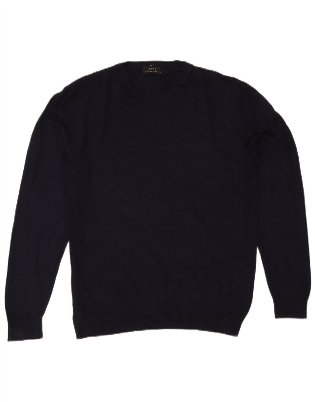Zara Pull col V pour femme UK 14 Bleu marine moyen